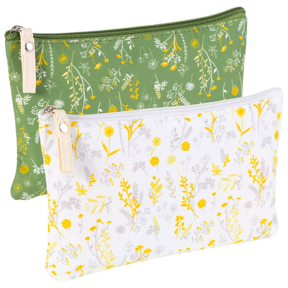 Bolsas de maquillaje florales de Pengxiaomei en rosa y verde, ideales para viaje.