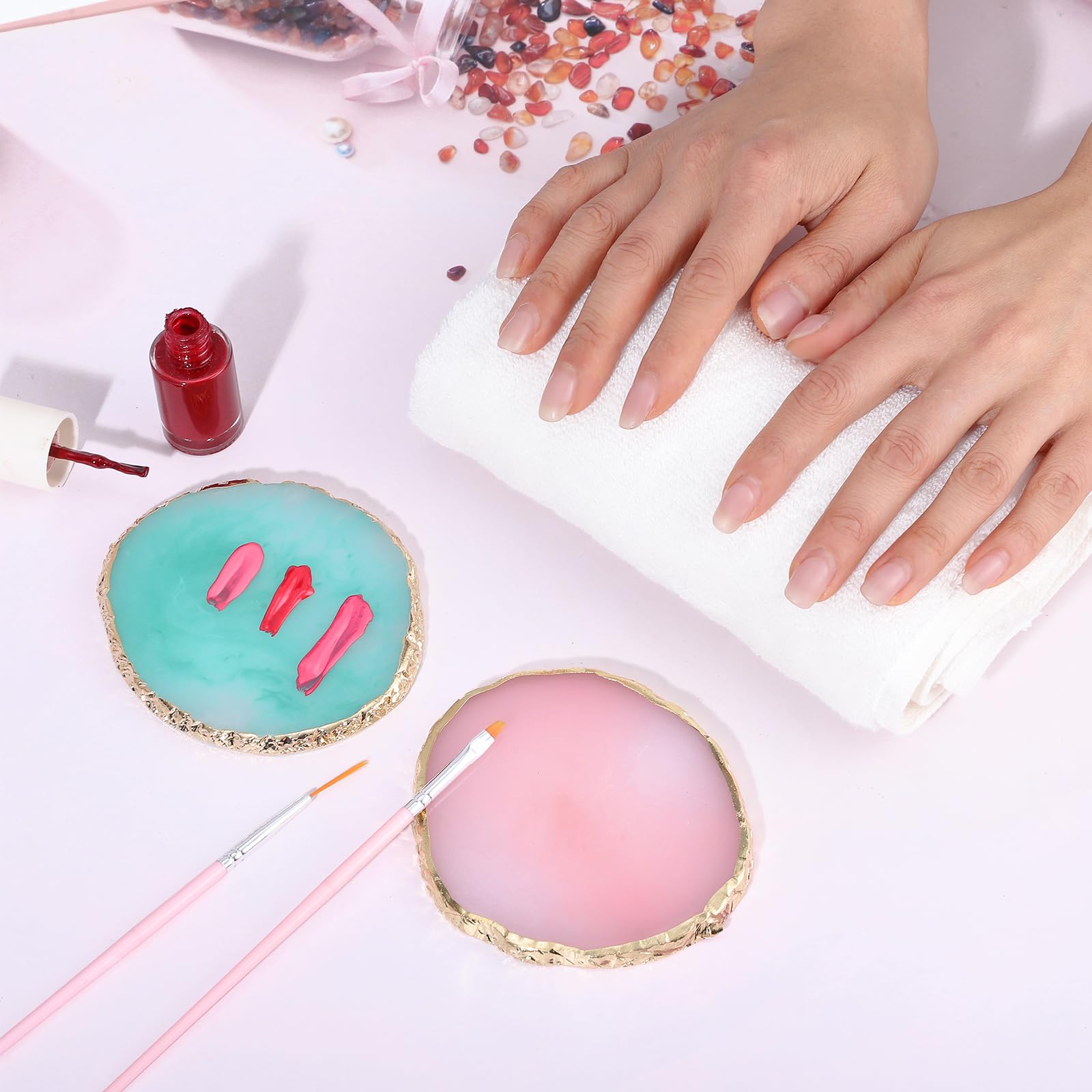 Pengxiaomei paleta con borde oro: diseño elegante para uñas y bricolaje.
