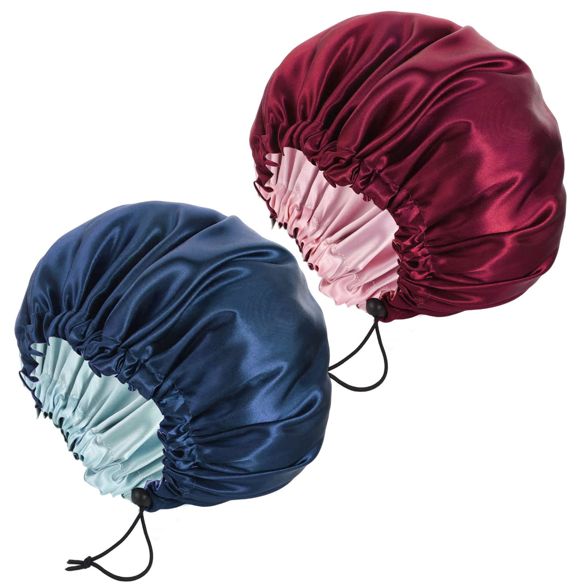 Pengxiaomei bonete de satén para dormir, vista frontal y confortable protección del cabello.