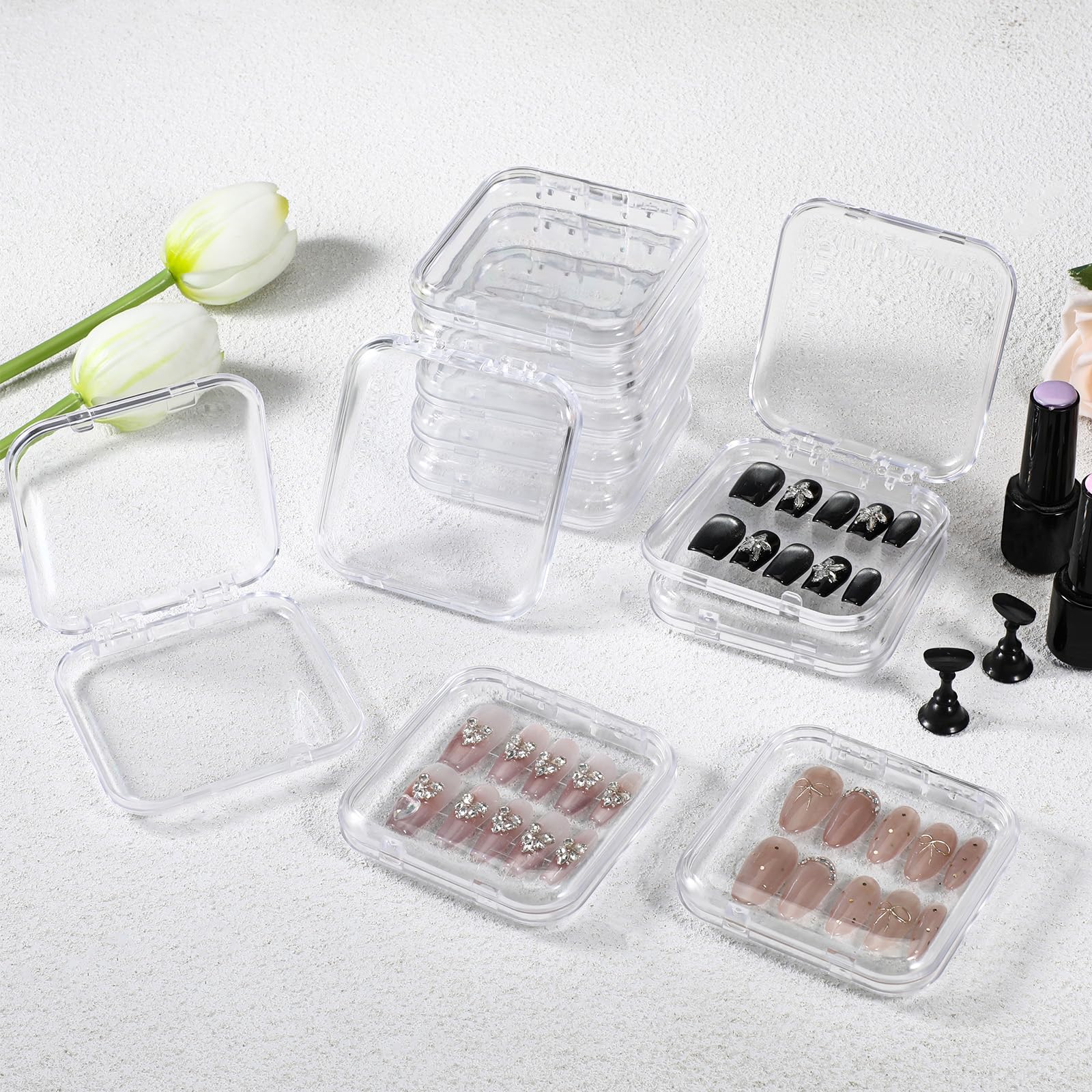 PEOVLVN estuche uñas presionadas interior espacioso para clasificar tamaños y formas
