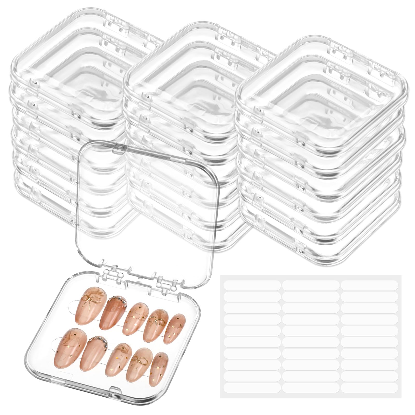 PEOVLVN estuche uñas presionadas acrílico transparente visión rápida de herramientas