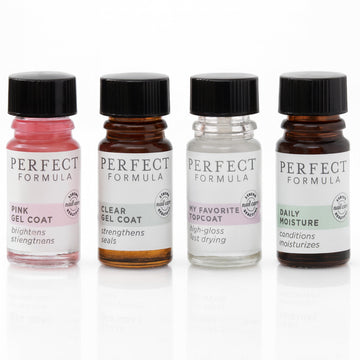 Perfect Formula Nail Essentials Kit gel rosa fortalece uñas y brillo natural