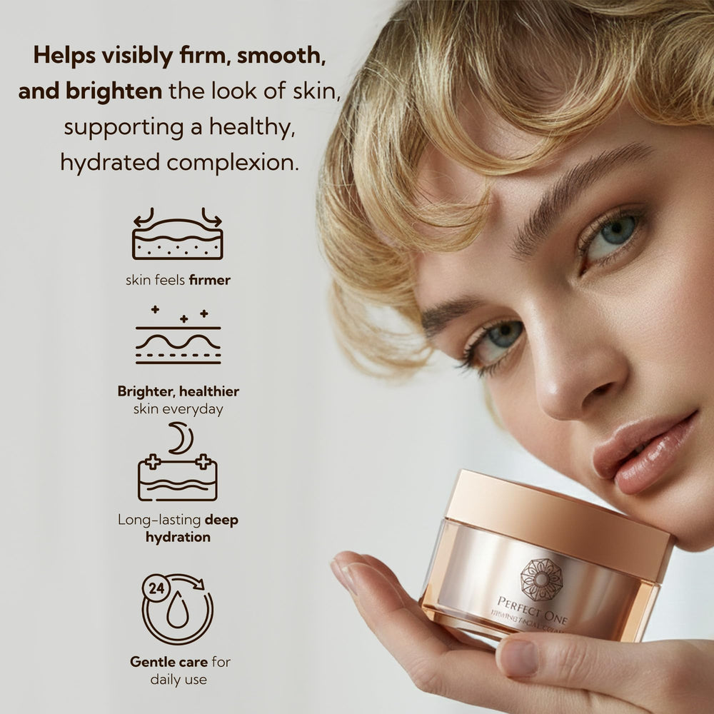 Aplicación de PERFECT ONE en rostro y mano para firmeza suave