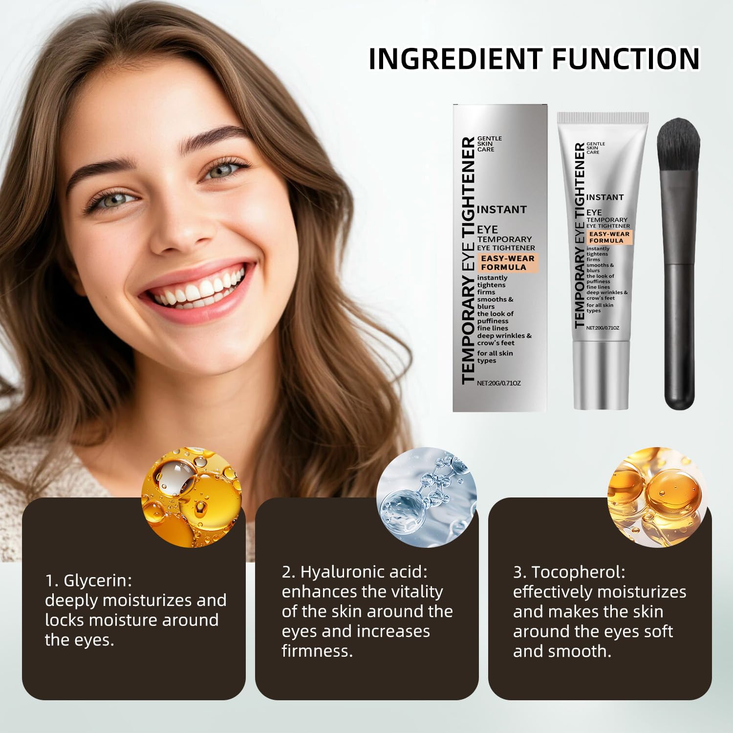 Perfection Eye Tightener cepillo masajea suavemente para activar la circulación alrededor de ojos cansados.