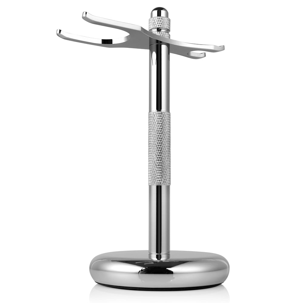 Perfecto Deluxe Chrome, base ponderada para mayor estabilidad al colocar la brocha y la maquinilla