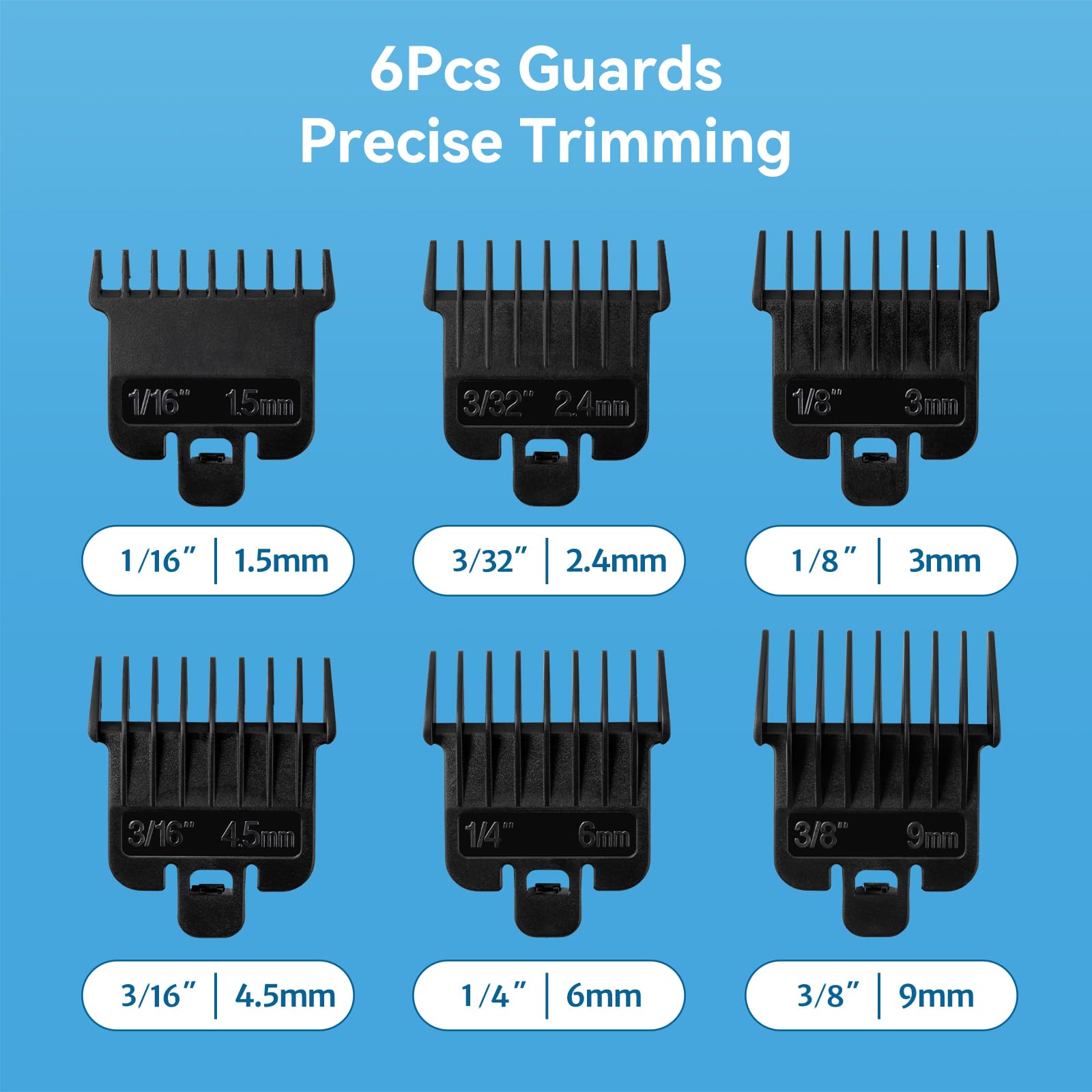 Perfitech guardas para cortapelos: 3-32 pulgadas, variación suave