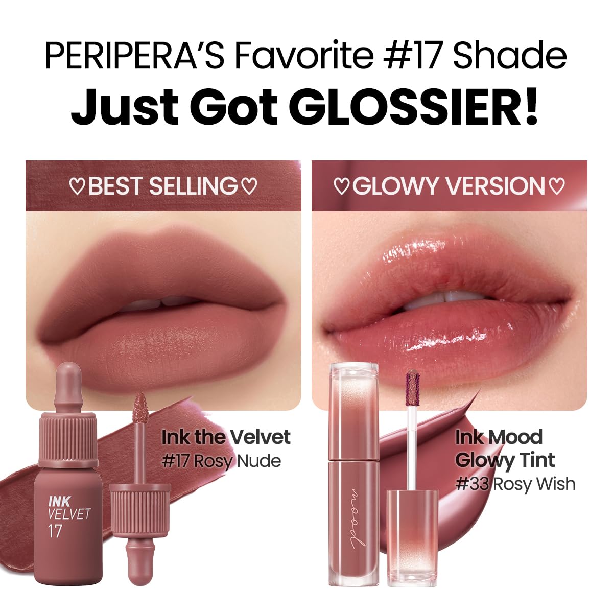 Peripera Ink Mood Glowy Tint lip application demonstrates hydrating gloss and tint.