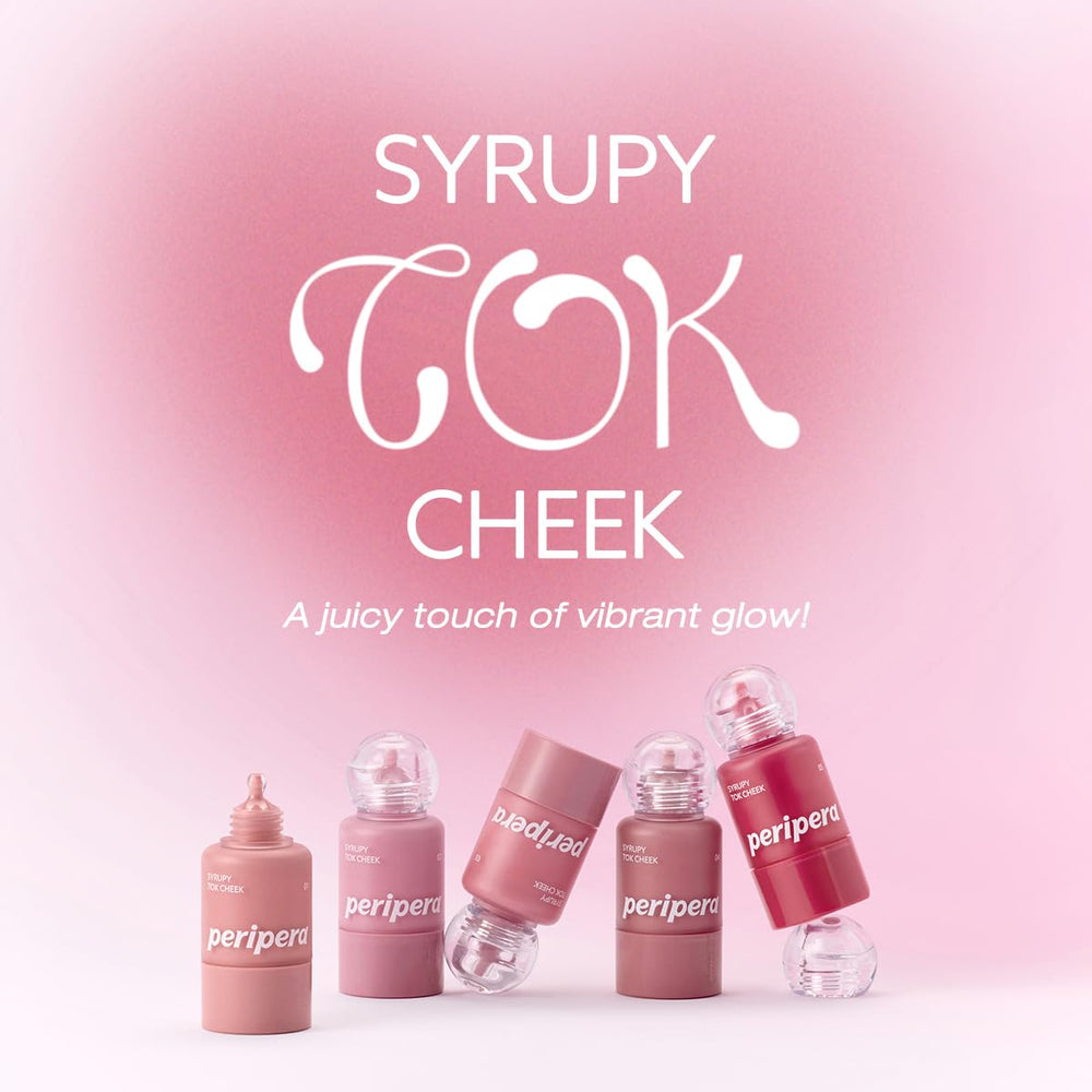 Peripera Syrupy Tok Cheek 01 Light Peach liquid swirl demonstrates seamless blend and fresh flush