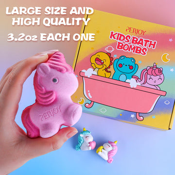 Burbujas densas con las bombas de baño Perjoy para niños, para una experiencia suave.