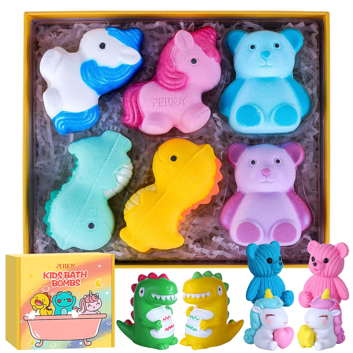 Perjoy bombas de baño para niños con diseño adorable que inspiran juego seguro.