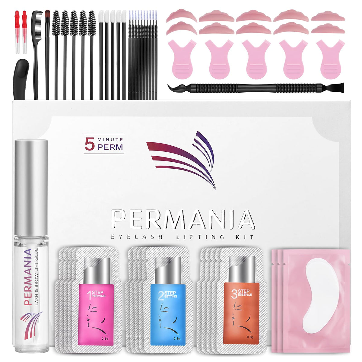 PERMANIA kit levantamiento de pestañas empaque: todo en un lote práctico para casa