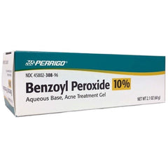 Gel Perrigo 10% peroxyde de benzoyle sur tube, peut aider à cibler les boutons.