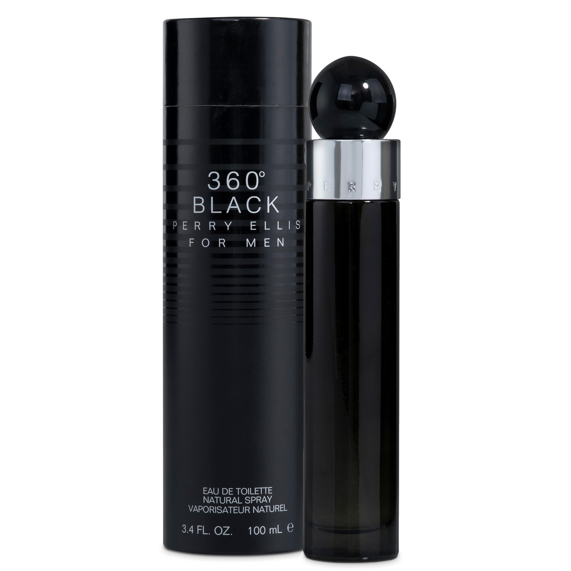 Perry Ellis 360° Black, frasco elegante para uso diario.