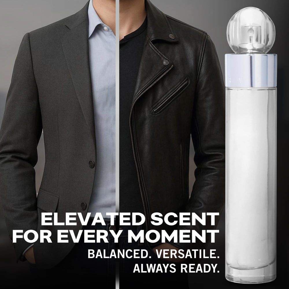 Perry Ellis 360 White: frasco visto de frente para apreciar el diseño.
