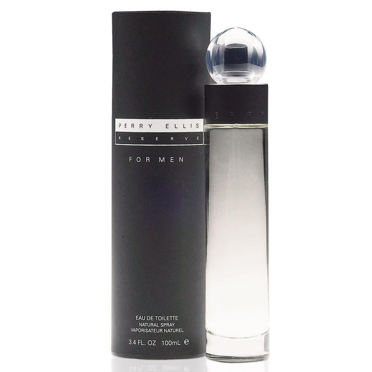 Perry Ellis Reserve: botella frontal, presencia elegante para uso diario.