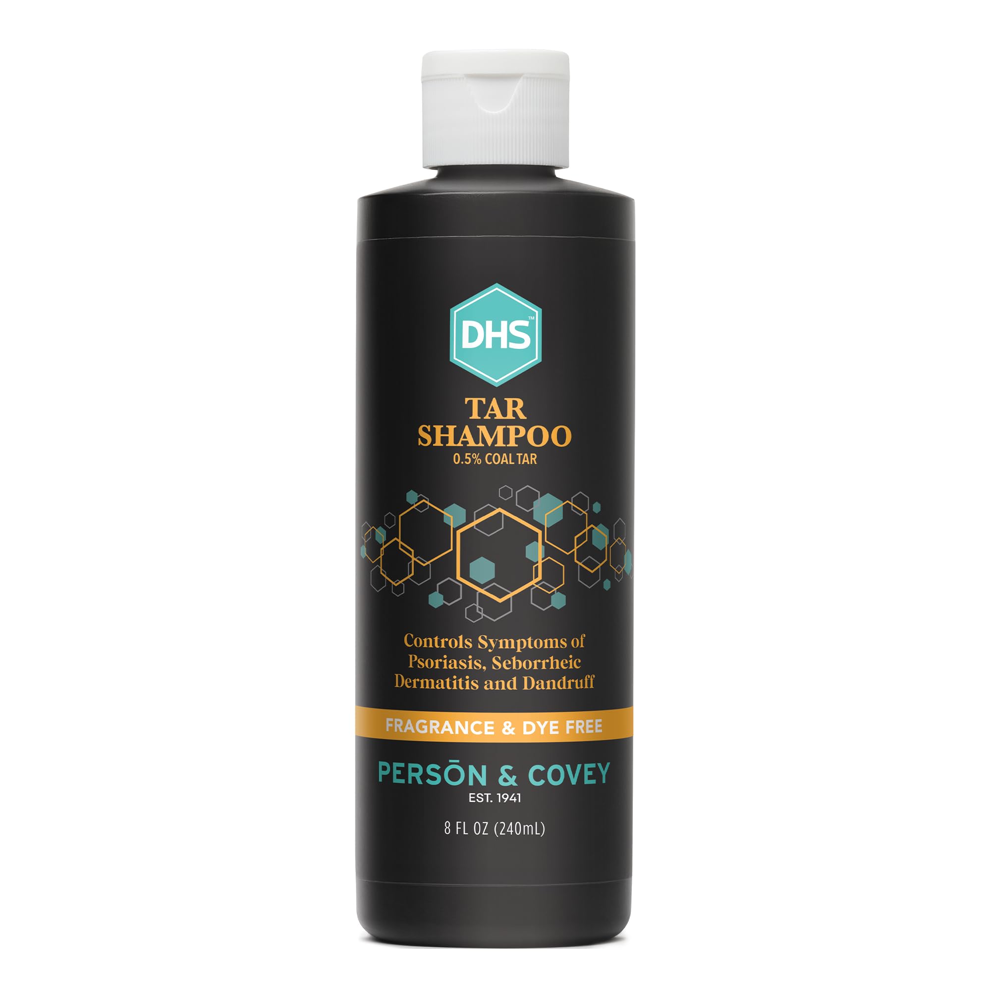 Person & Covey DHS Tar Shampoo: botella de 8 oz lista para uso diario, combate la caspa