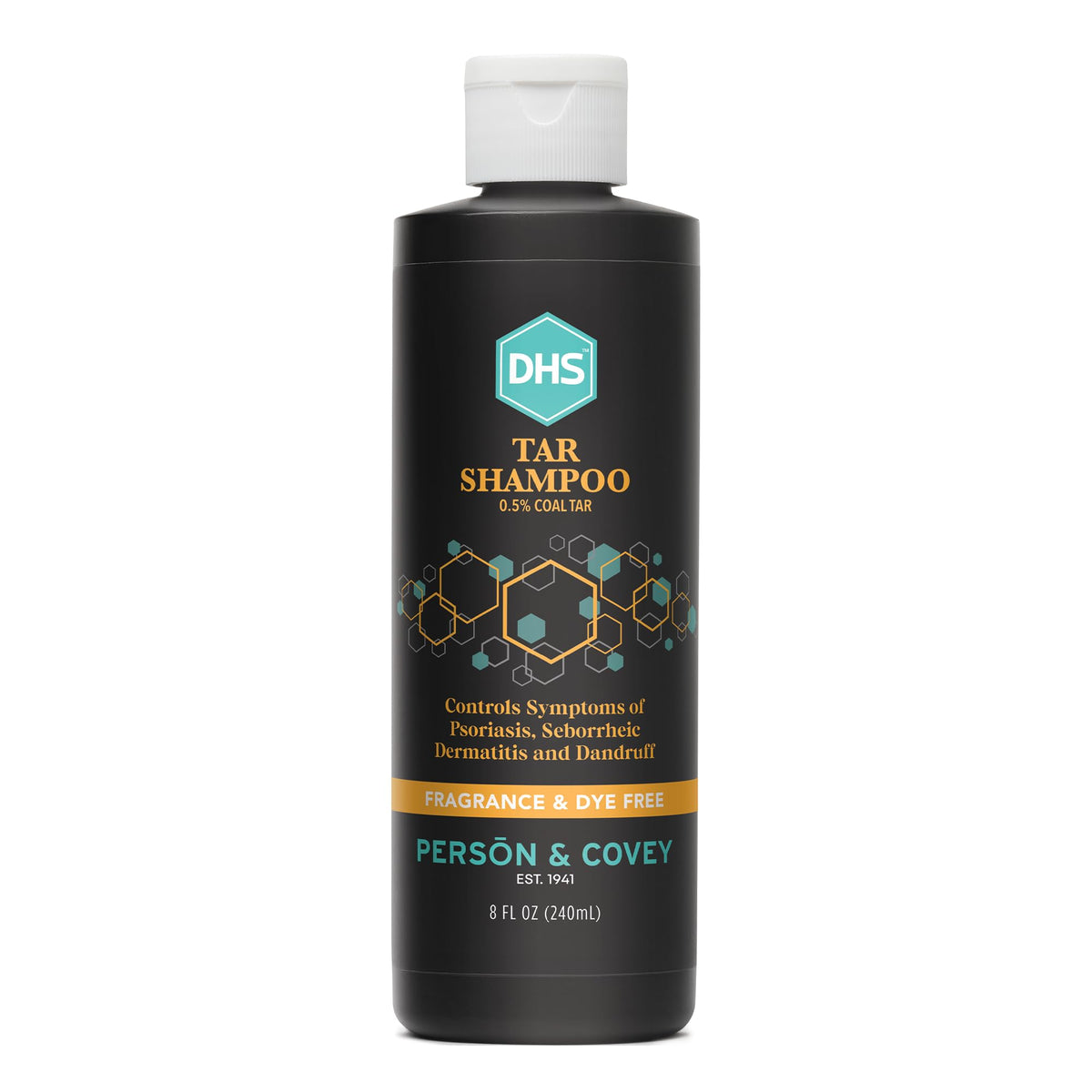 Person & Covey DHS Tar Shampoo: botella de 8 oz lista para uso diario, combate la caspa