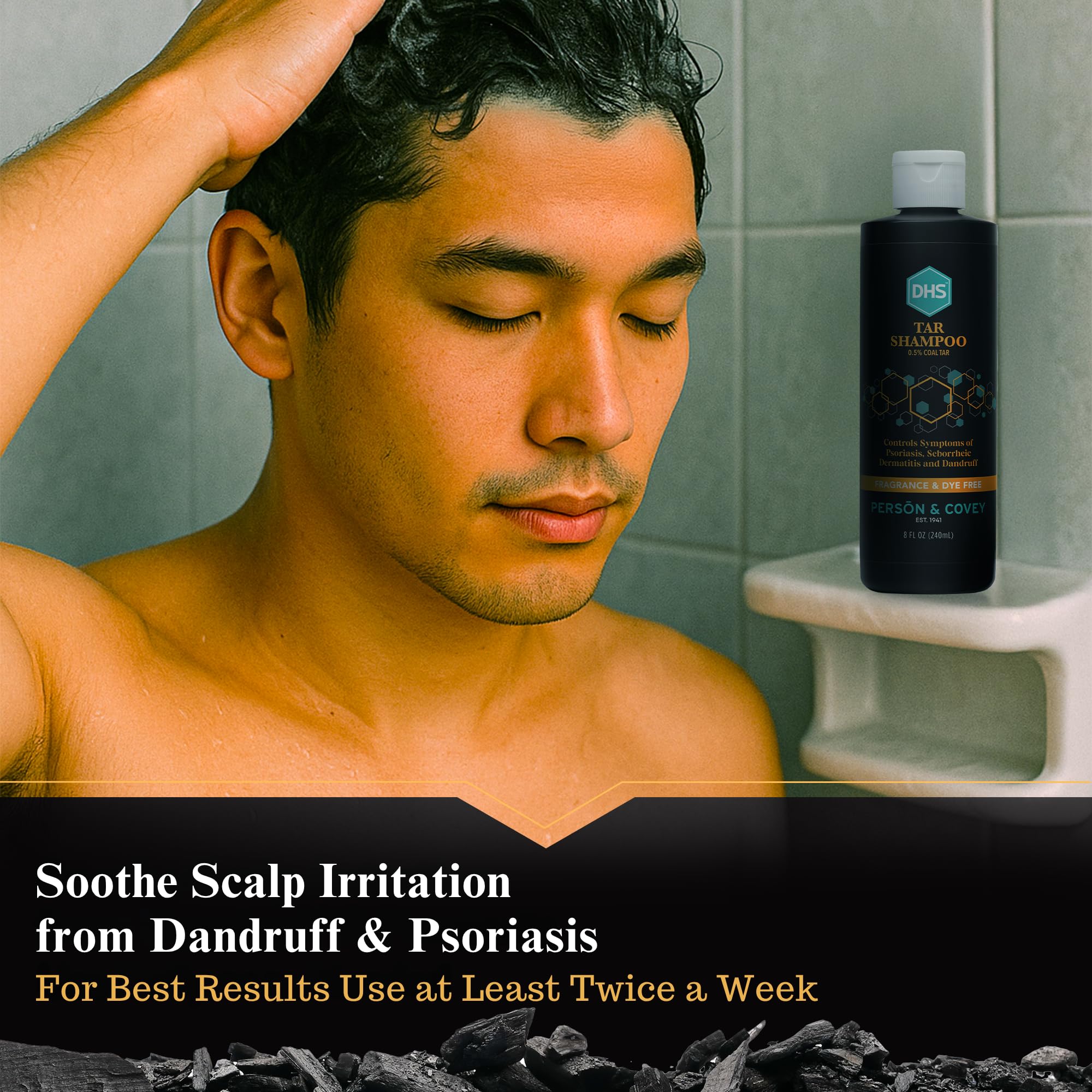 Person & Covey DHS Tar Shampoo: uso diario en la ducha para limpieza profunda sin irritación