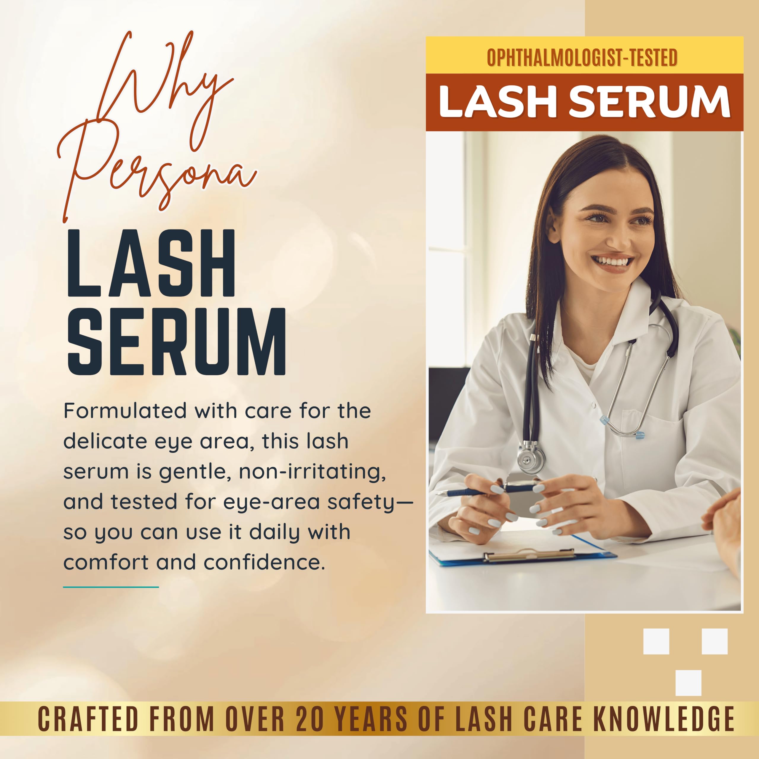 Sérum Persona Beauty applique sur la ligne des cils pour nourrir.