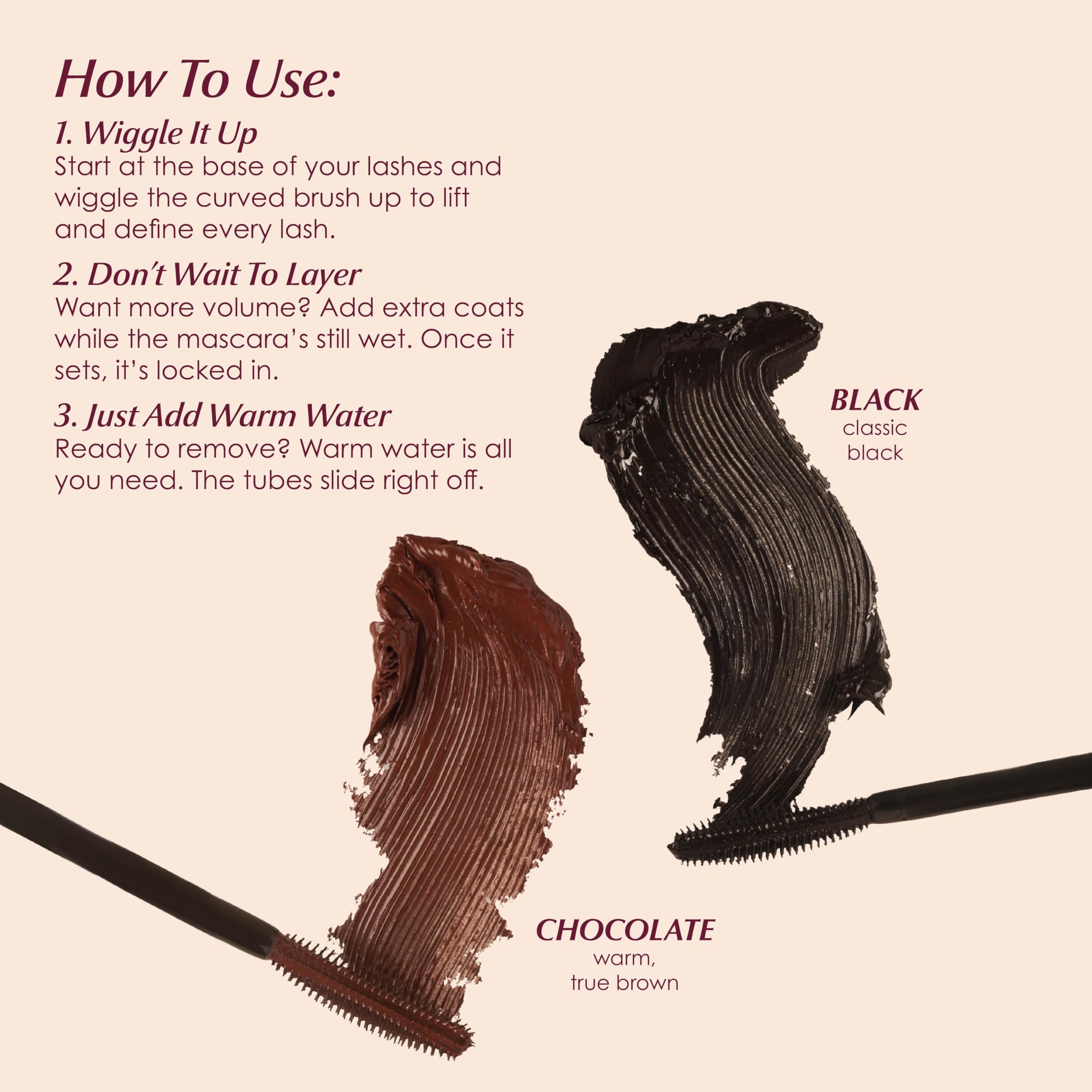 PERSONA Volumizing Tubing Mascara removable with warm water for easy cleanup