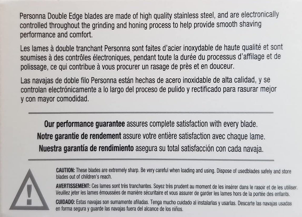 Personna, fabricación en Estados Unidos, estándares de seguridad y rendimiento.