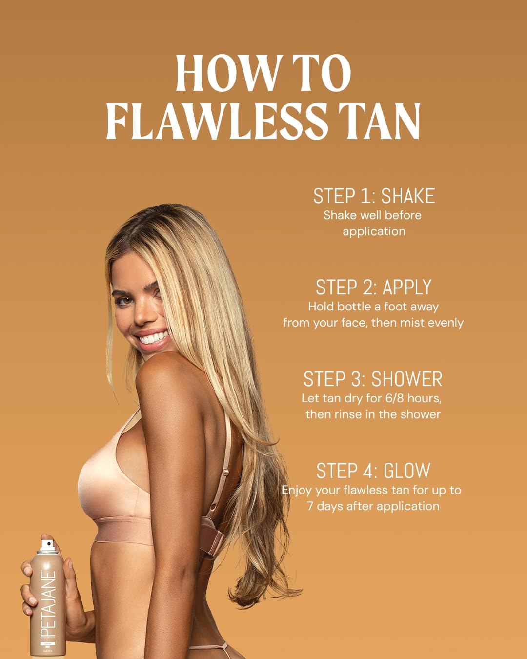 Peta Jane bruma bronceadora sin sol, textura ligera que se seca rápido.