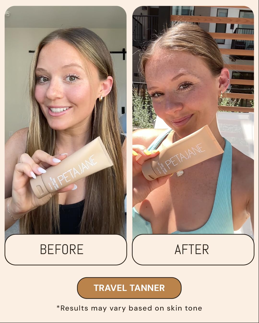 Peta Jane Tan Extender Lotion para piel hidratada, sin residuos grasos.