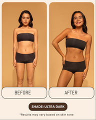 Tono bronceado profundo con Peta Jane Ultra Dark Mousse para pieles diversas.
