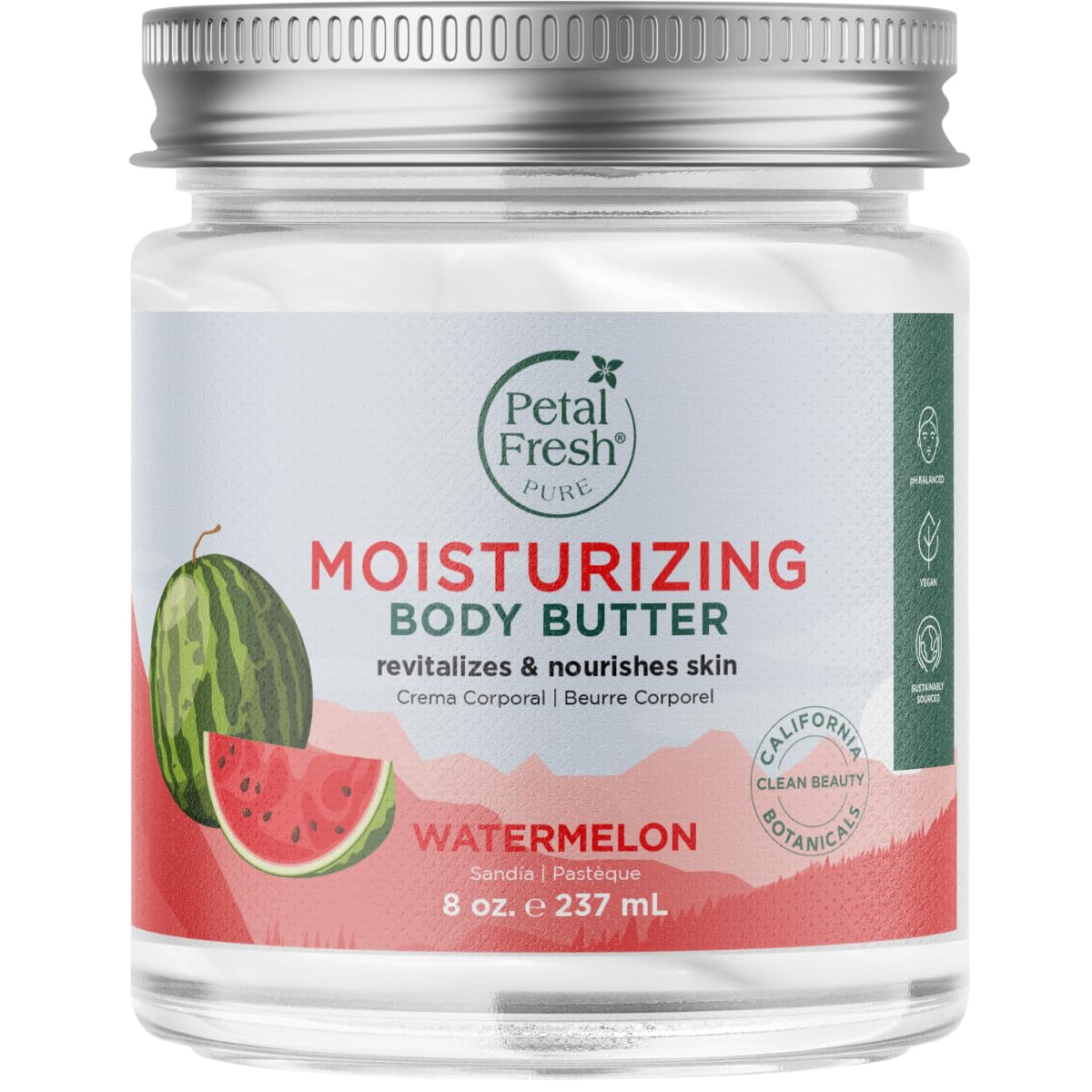 Petal Fresh crema de cuerpo sandía textura cremosa para piel suave.