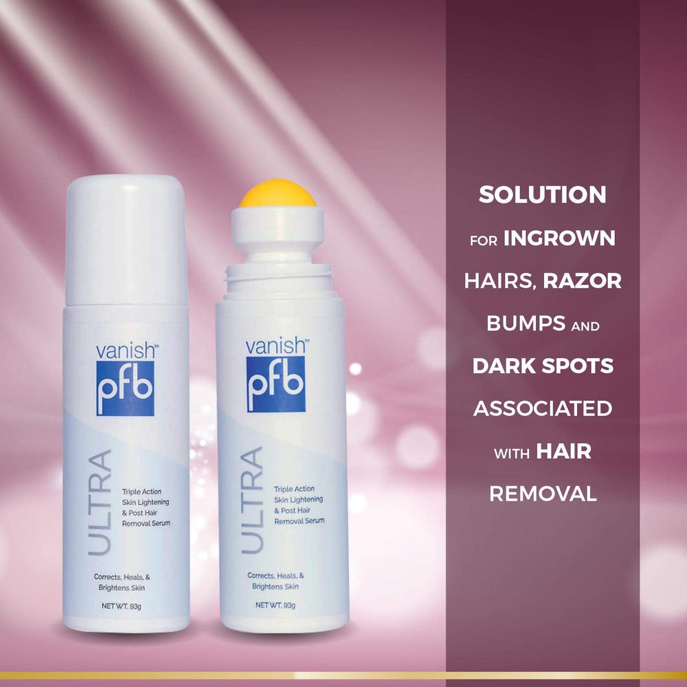 Aplicación roll-on de PFB Vanish Ultra para uso diario en la piel.