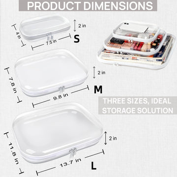 PGAXM estuche transparente mediano con cierre doble, fácil de ver y organizar cosméticos.