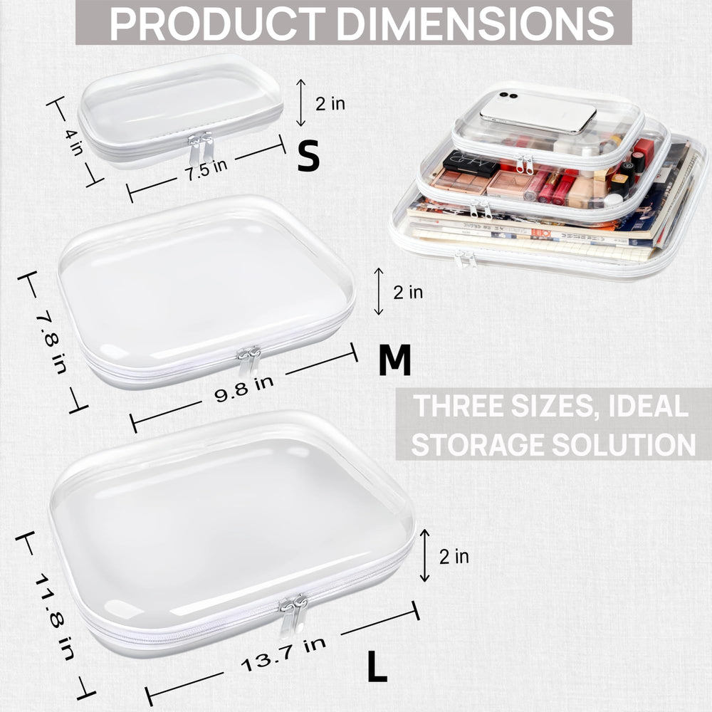 PGAXM estuche transparente mediano con cierre doble, fácil de ver y organizar cosméticos.