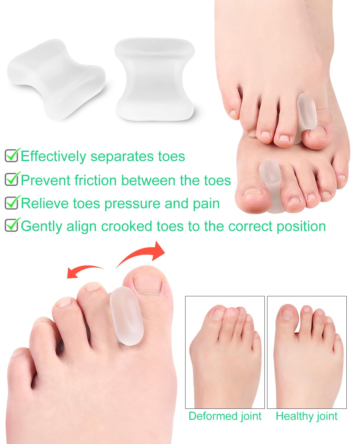 PGRODE corrector dedo martillo con separadores en gel para alineación natural