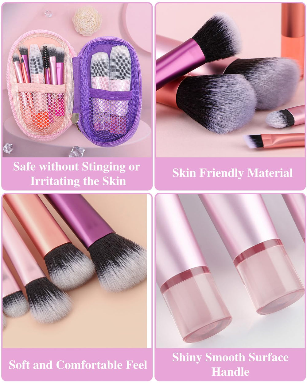 PGRODE Mango ergonómico y brillante, cómodo para sesiones de maquillaje prolongadas.