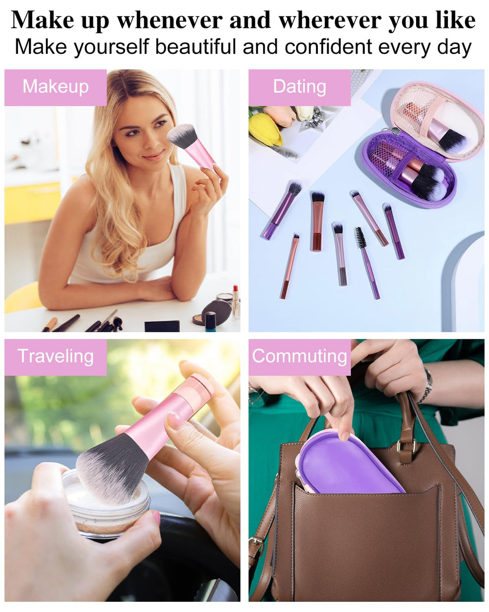 PGRODE Set portátil para maquillaje diario, cabe en cualquier bolso.