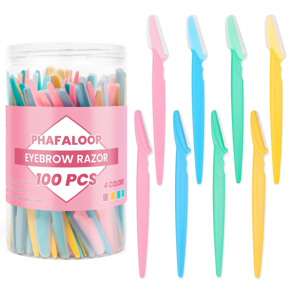 Phafaloop razadores cejas paquete 100 colores para uso diario y regalo