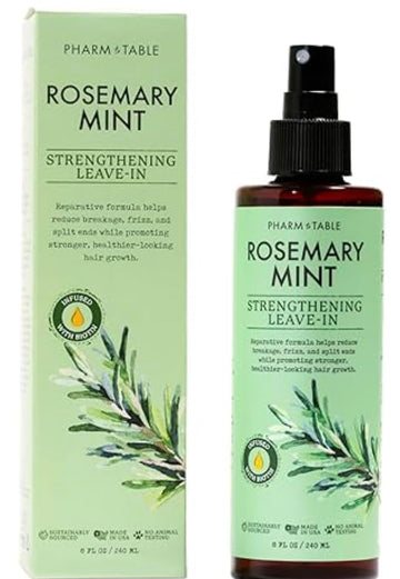 PHARM TO TABLE frasco de spray acondicionador romero-menta para hidratación del cuero cabelludo.