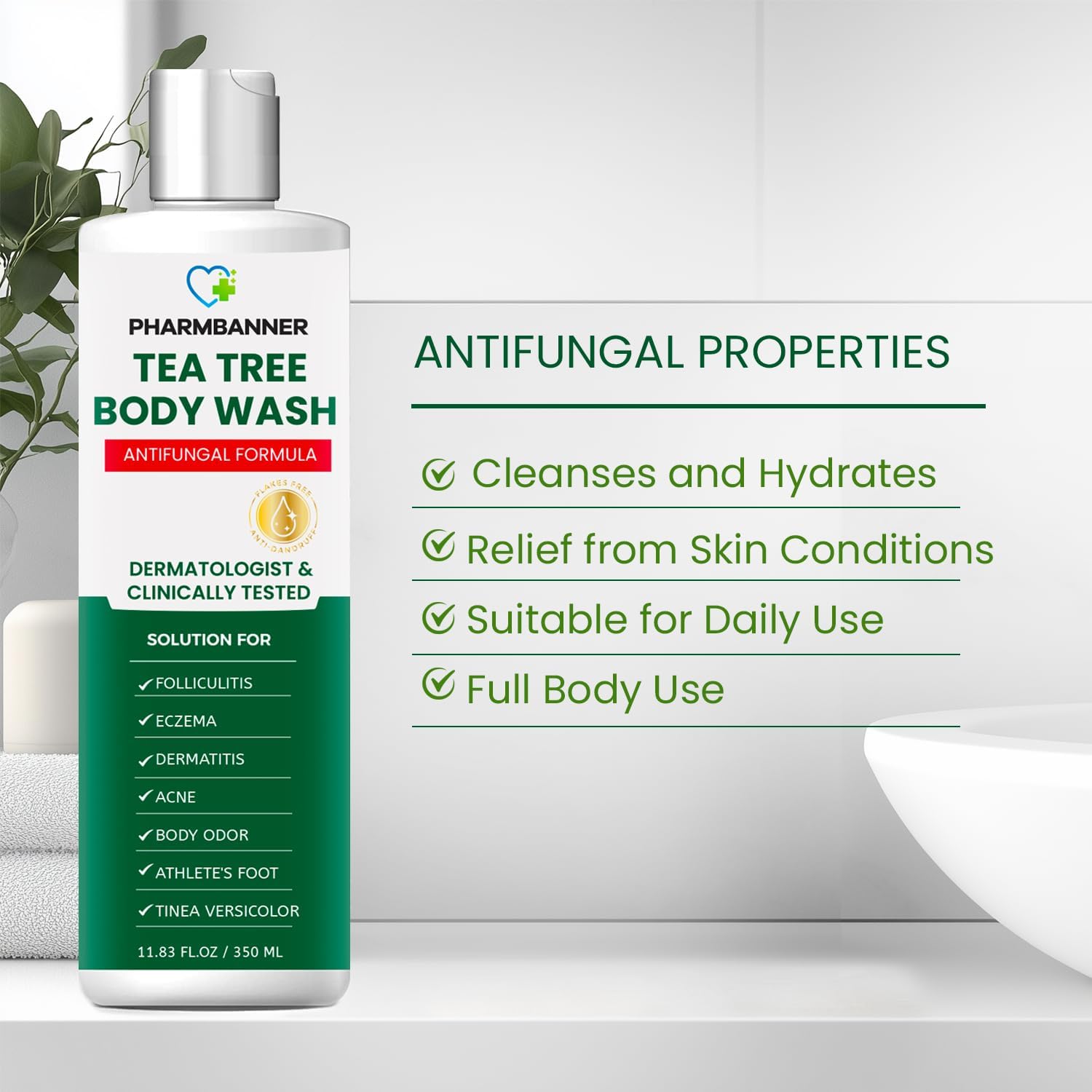 PHARMBANNER gel de ducha árbol de té: rutina diaria para piel limpia.