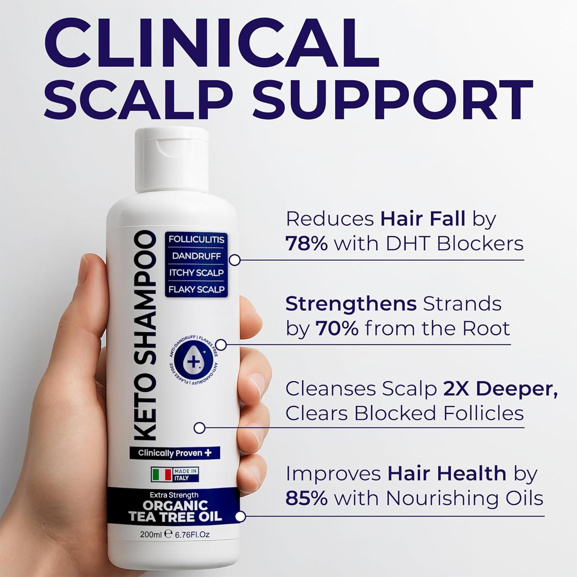 Shampooing Pharmlitalia relief-inflammation – application douce pour cuir chevelu sensible.
