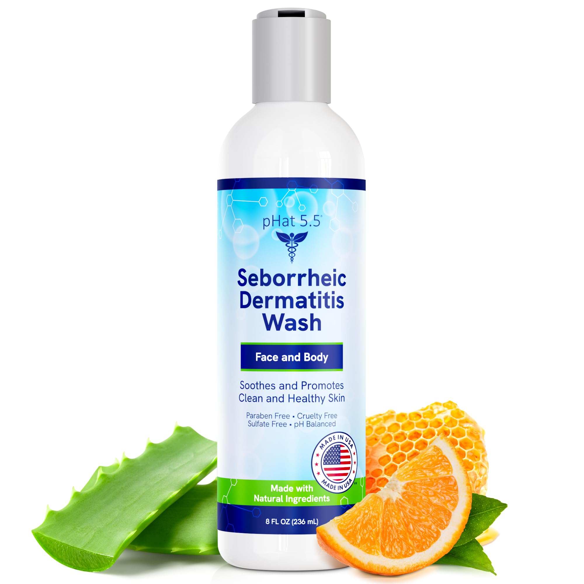 pHat 5.5 limpia suavemente rostro y cuerpo para piel sensible.