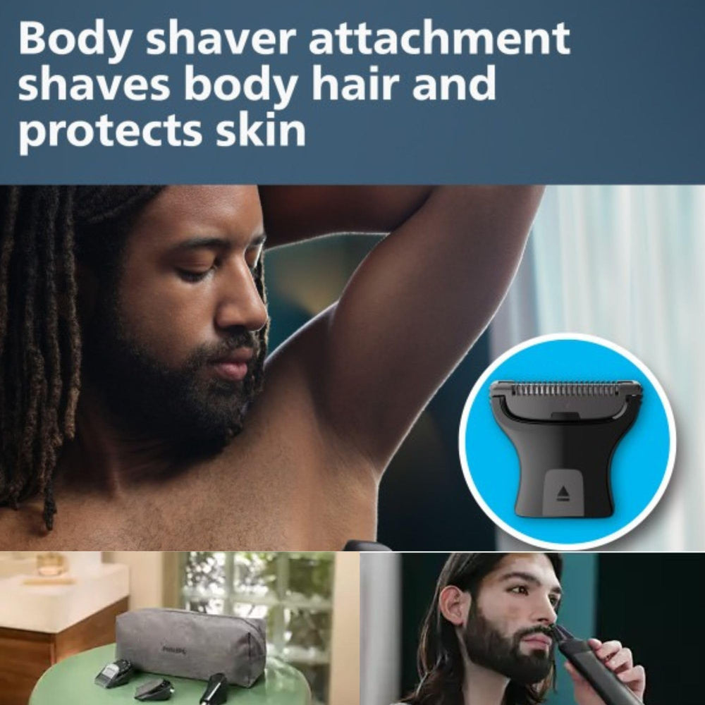 Philips Multigroom Series 9000: batería de 120 minutos para sesiones largas.