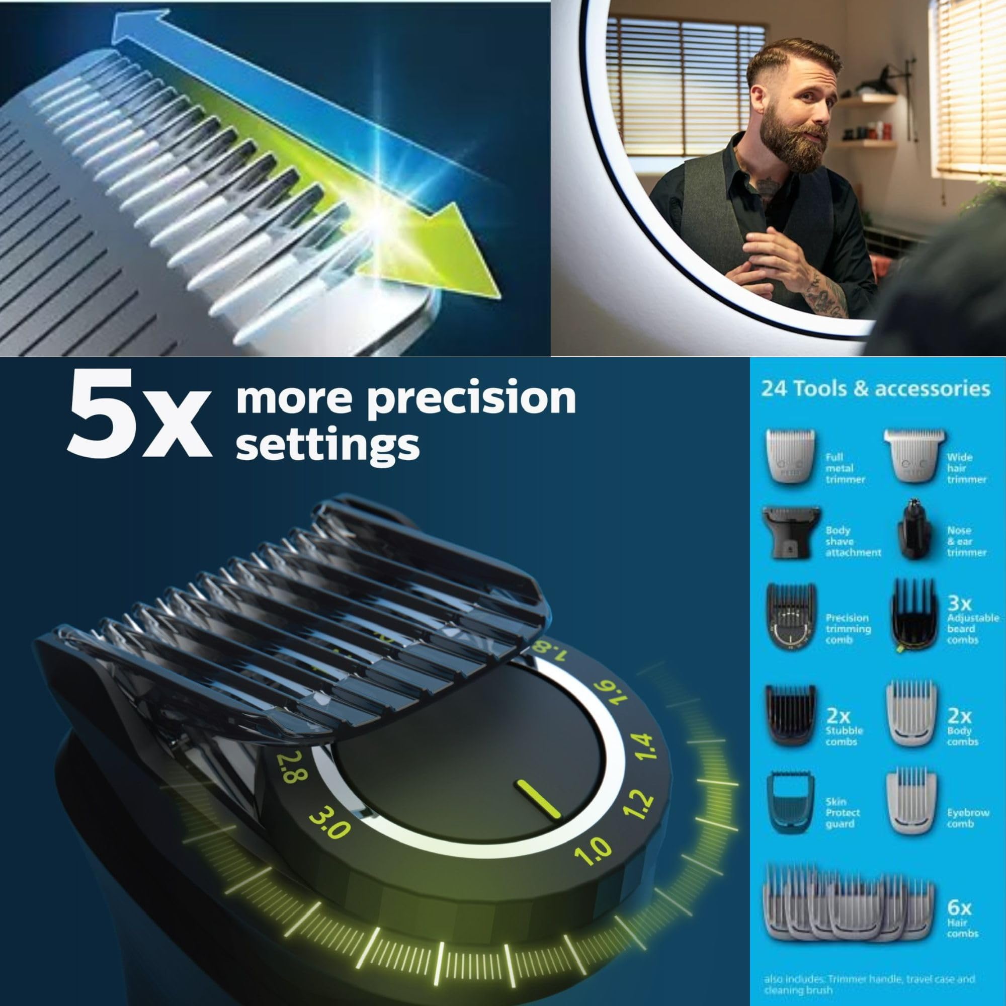 Philips Multigroom Series 9000: estuche y accesorios para viaje.