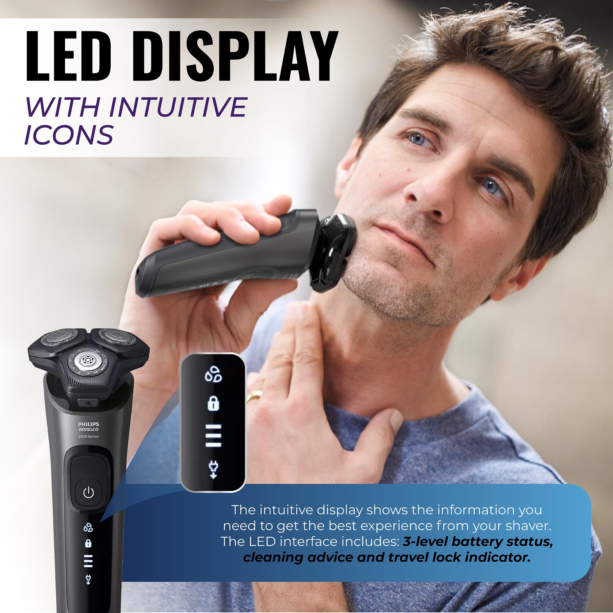 Recortador de 5 longitudes para barba con Philips Norelco 6600.