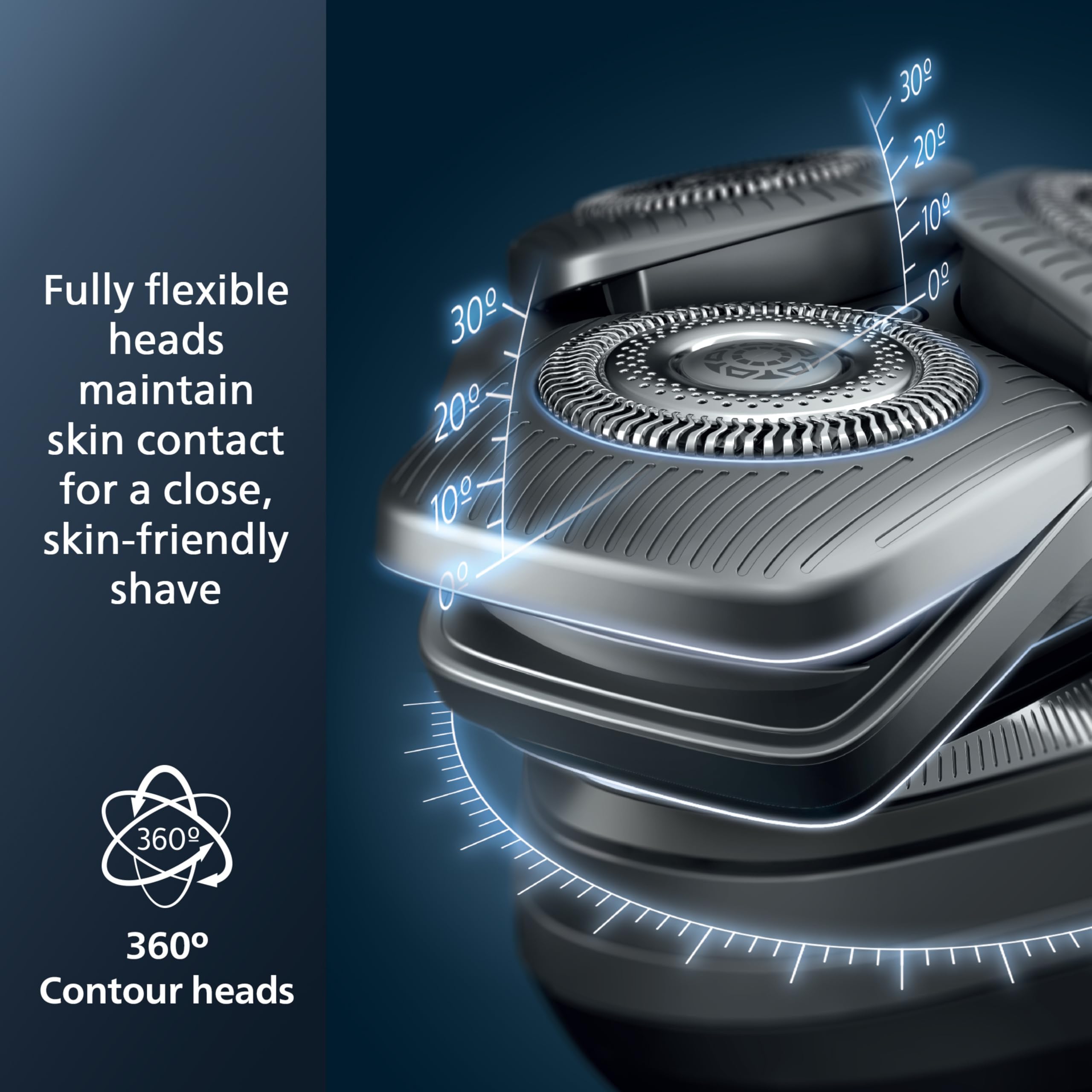 Sensor inteligente Philips Norelco 9000 ajusta la potencia para barba densa.