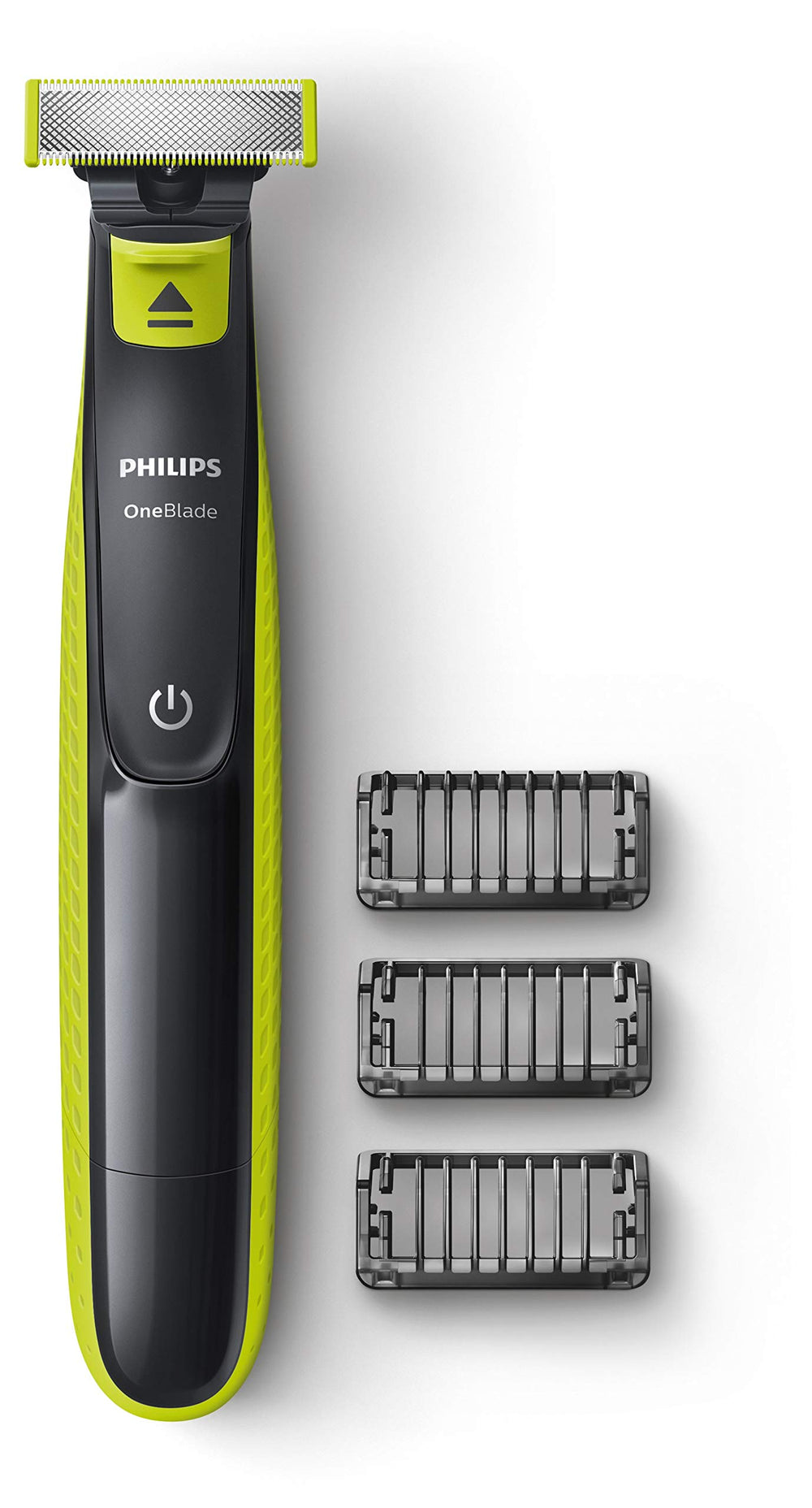 Philips OneBlade QP2520 visto frontal, diseño compacto ideal para viajes.
