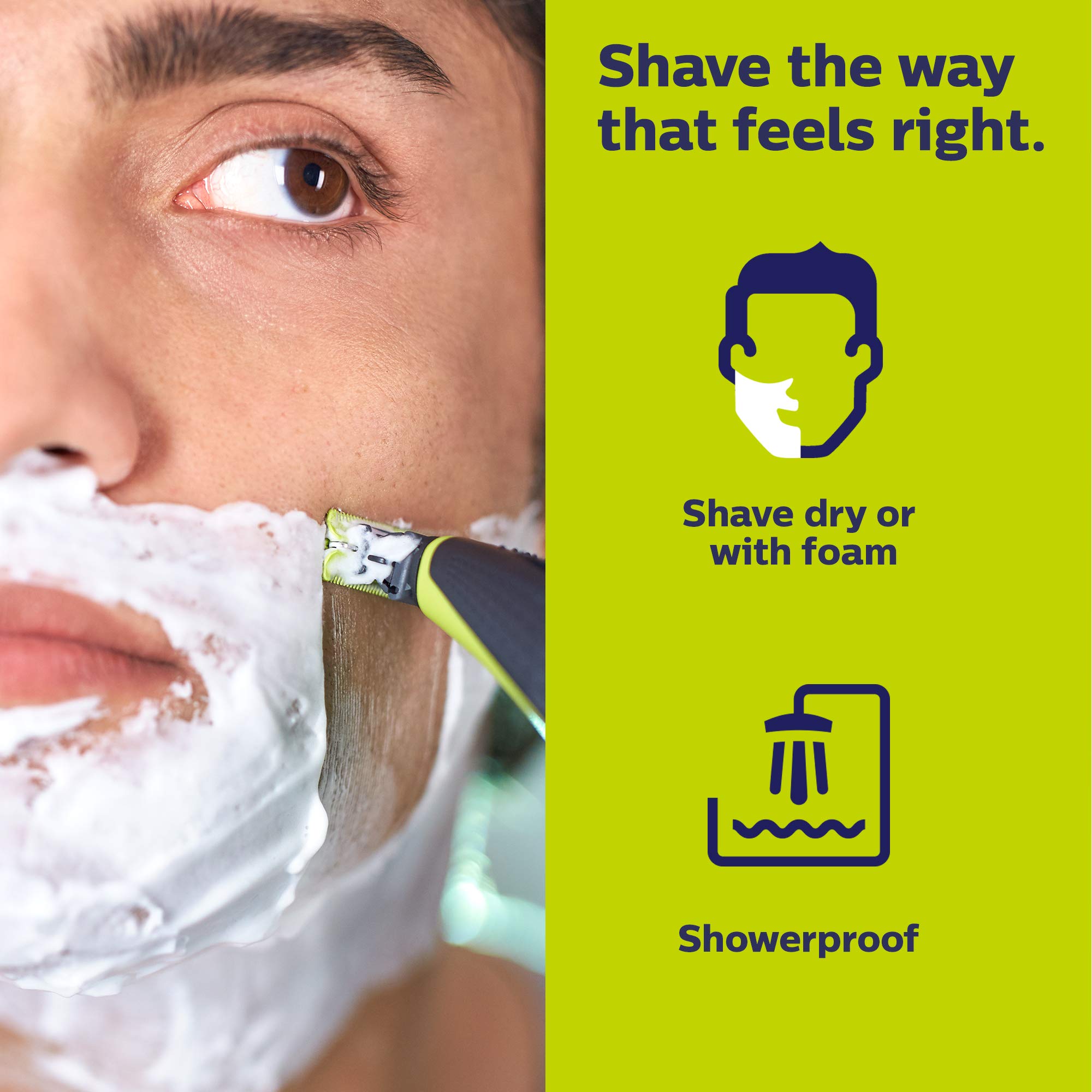 Empuñadura ergonómica de Philips OneBlade para agarre cómodo.
