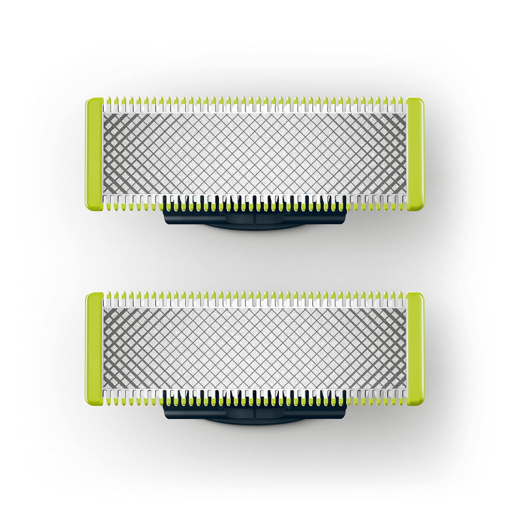 Hojas Philips OneBlade de acero inoxidable para afeitado facial preciso.