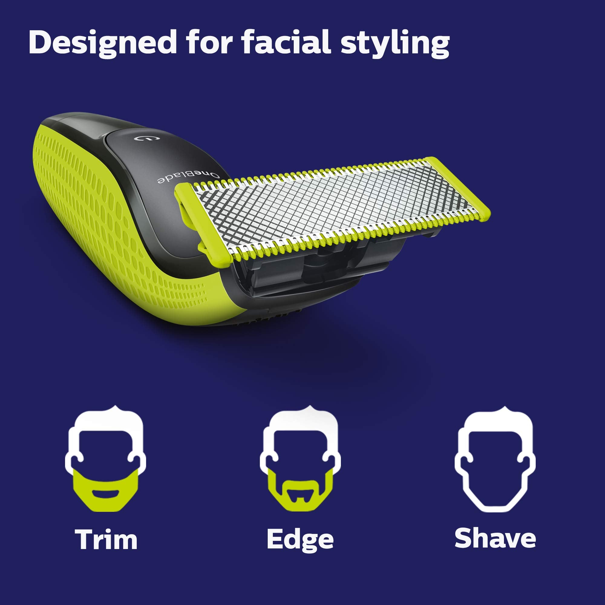 Mano sosteniendo Philips OneBlade, ergonomía para uso diario.