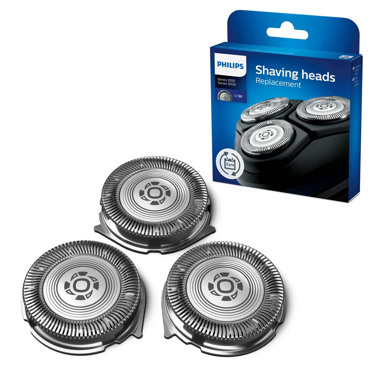 Philips SH30 cuchillas de repuesto para Series 3000, lista para un afeitado cercano.