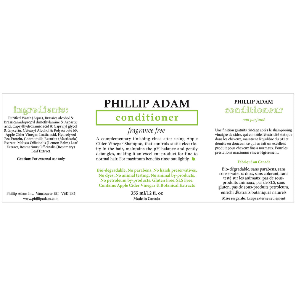 Ingrédients à base de vinaigre de cidre utilisés par Phillip Adam.